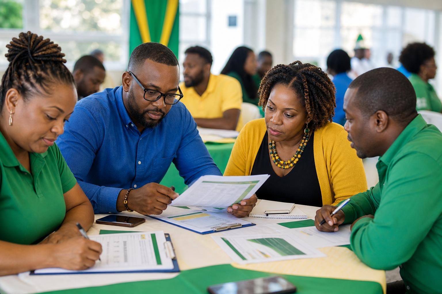 Afro-Caribbean community team reviewing programme materials together